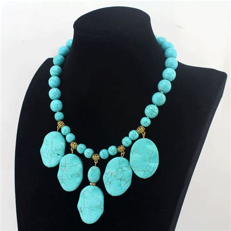 Beautiful Statement Turquoise Necklaceturquoise Beads For Etsy