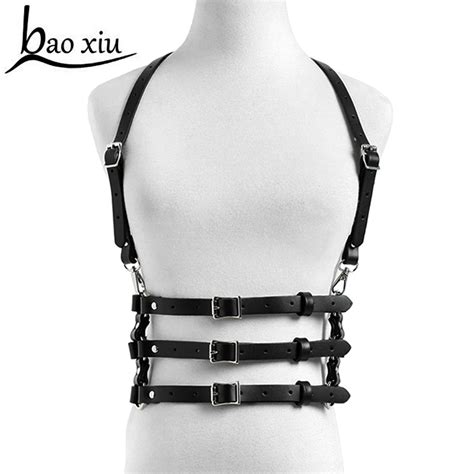 Fashion Punk Harajuku Metal O Ring Body Faux Leather Bondage Cage Sculpting Harness Waist Belt