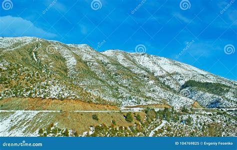 The Sunny Winter Day in Pindus Mountains, Greece. Stock Image - Image ...