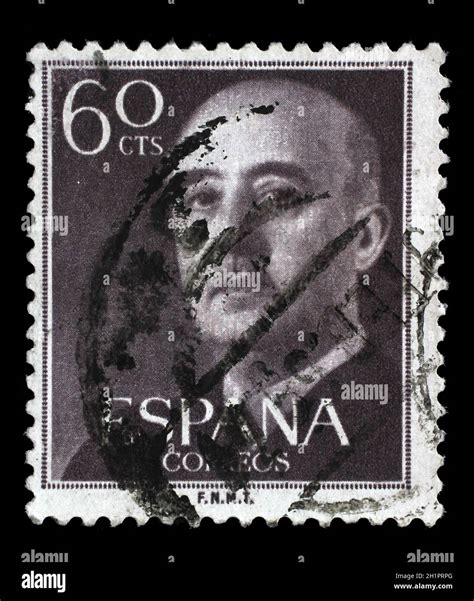 Stamp Printed In Spain Shows A Portrait Of Francisco Franco Circa