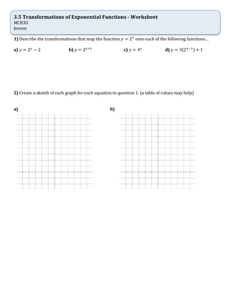 Transformations Of Functions Worksheet - Wordworksheet.com