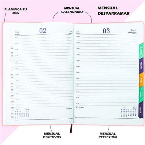 Enviar desde MX Agenda 2024 español organizadora agenda semanal