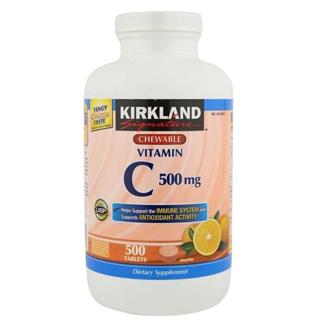 Kirkland Signature Chewable 500mg Vitamin C Orange Flavor 500 Tablets