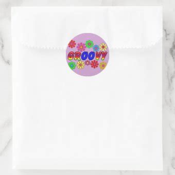 Groovy S Retro Flower Power Gifts Classic Round Sticker Zazzle