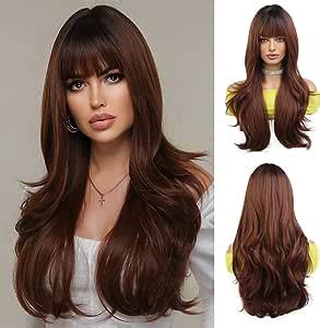 Esmee Long Wavy Ombre Brown Wigs For Women Natuaral Synthetic Hair