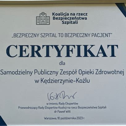 Bezpieczny Pacjent To Bezpieczny Szpital Szpital Kędzierzyn Koźle