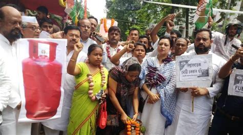 Congress Protests Fuel Price Rise Assam Times