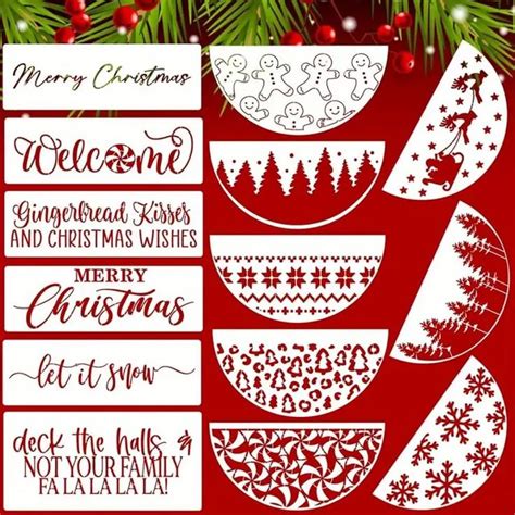 Christmas Stencils Painting Xmas Stencil Wood Half Round Temu