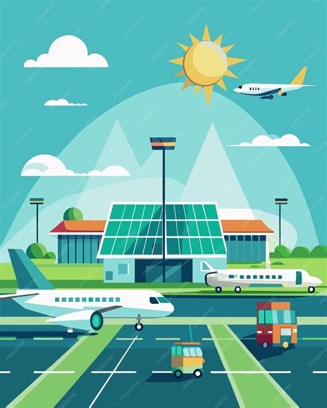 As commercial planes taxi along the runway the airport hangars proudly display their solar