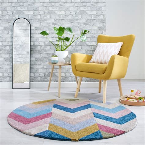 Tapis Rond Haut De Gamme Classique Multicolore Chroma Multi En Pure