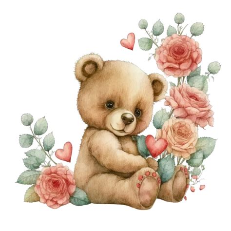 Teddy Bear Floral 100% Cotton Fabric Panel Square Small - Etsy