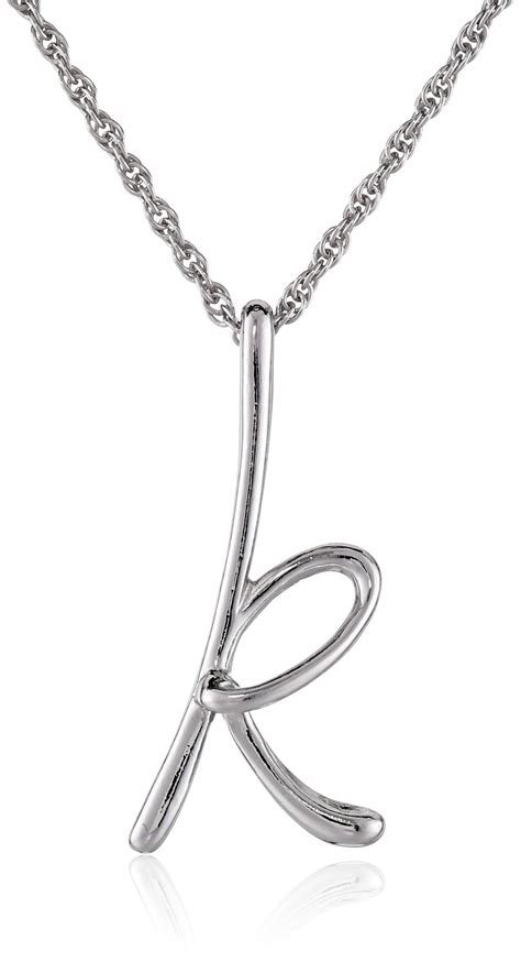 Sterling Silver Cursive Script Initial Pendant Necklace 18 Amazon