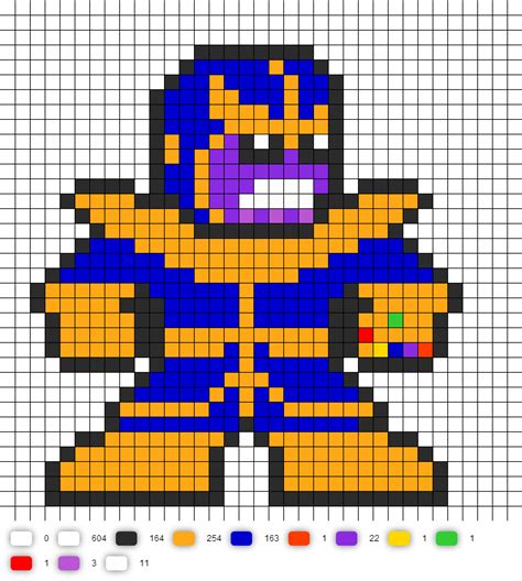 Thanos W Infinity Gauntlet Marvel Perler Bead Pattern Pixel Art