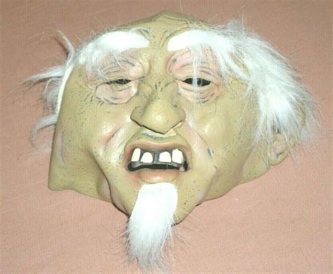 Old Man Mask White Hair and Toeteet Latex Costume Acc… - Gem