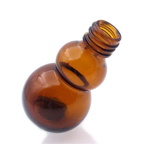 Ml Amber Double Gourd Essential Oil Glass Bottles With Press Pump