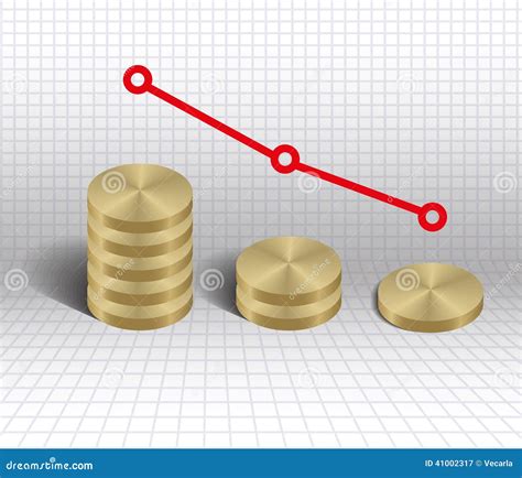 Pi Ces D Or Conomiques De Graphique De Diminution Illustration De