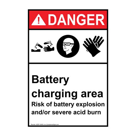 Portrait Ansi Danger Battery Room Sign Adep 16462