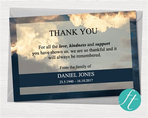 Sky Funeral Thank You Card Funeral Templates Reviews On Judge Me