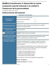 Examen Aab Cuestionario Desarrolle La Cuarta Evaluaci N Parcial