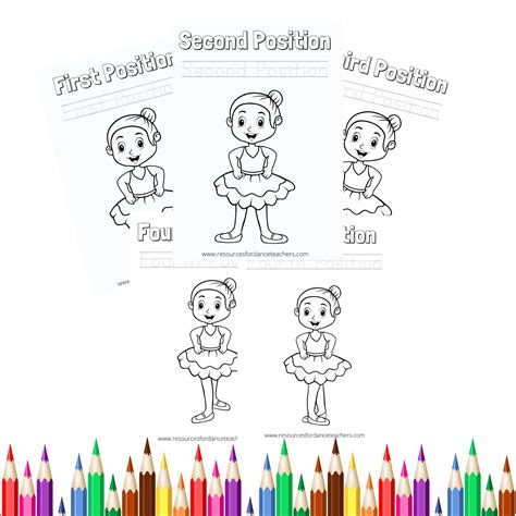 Girls ballet coloring pages - 5 positions - Resources for Dance Teachers