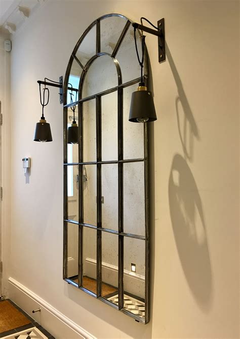 Tall Full Arch Interior Polished Ironwork Mirror For Hallway Area