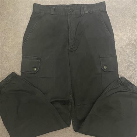 Primark Black Cargo Trousers With Cuffs No Label Depop