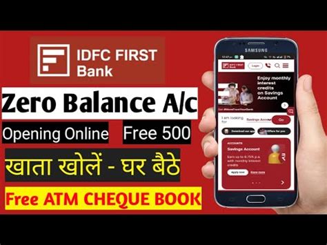 Idfc Bank Zero Balance Account Opening Online Idfc First Bank Account