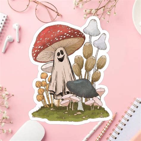 Mushroom Ghosts Vinyl Stickers Ghost Mushroom Sticker Cute - Etsy