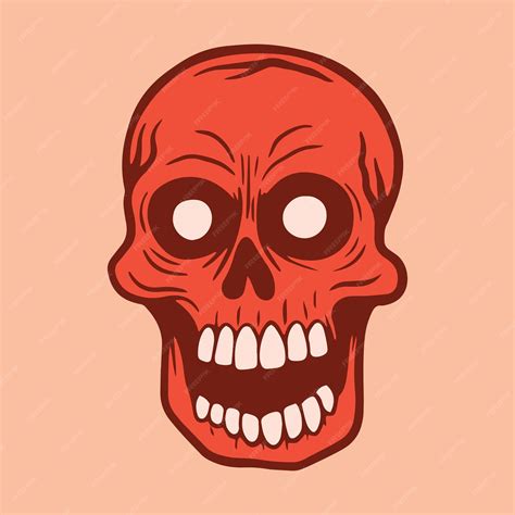 Premium Vector Red Skull Hand Drawn Illustrations For Stickers Logo