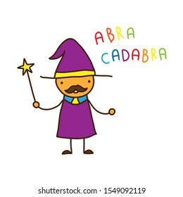 Wizard Magic Wand Multicolored Inscription Abracadabra Stock Vector ...