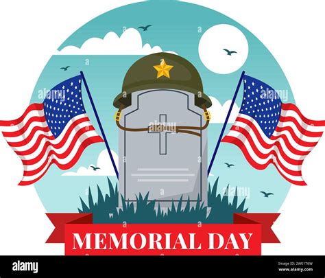 Memorial Day of Remember and Honor Vector Illustration with American ...