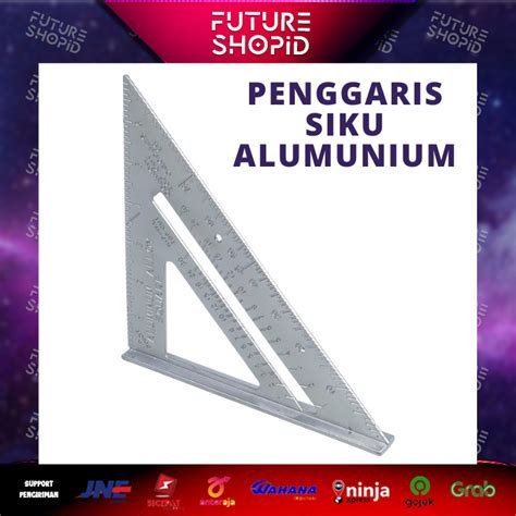 Jual Penggaris Siku Mistar Triangle Ruler Aluminium Segitiga Bahan Besi