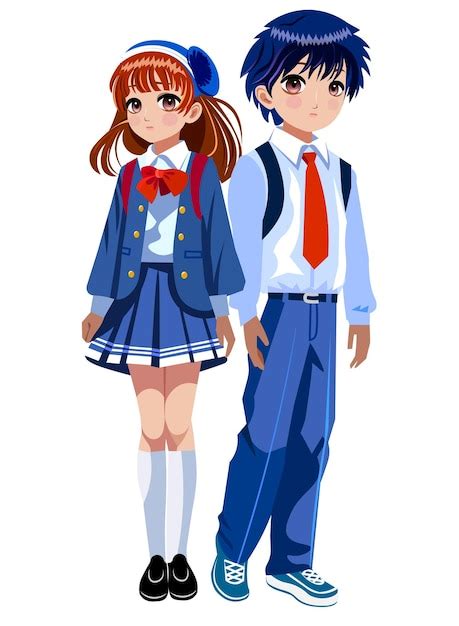 Japanese boy and girl school uniform | Premium AI-generated vector