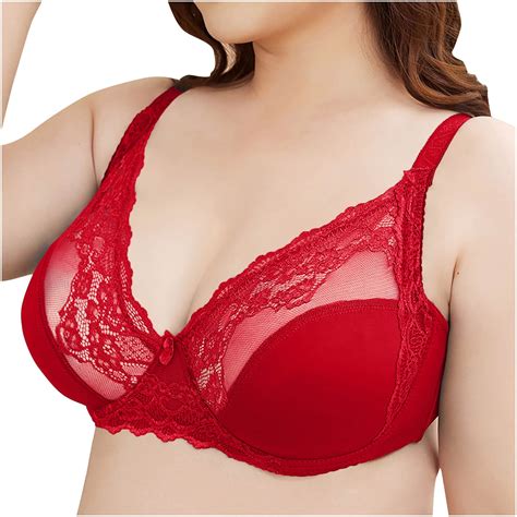 Mallwal Everyday Bras Women Back Smoothing Bra Feature V Neck T Shirt Bra Style W 428 Red 90