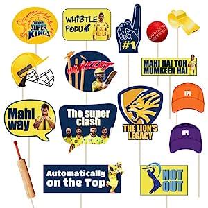 Festiko Team Csk Photo Booth Props Pcs Ipl Props Cricket Theme