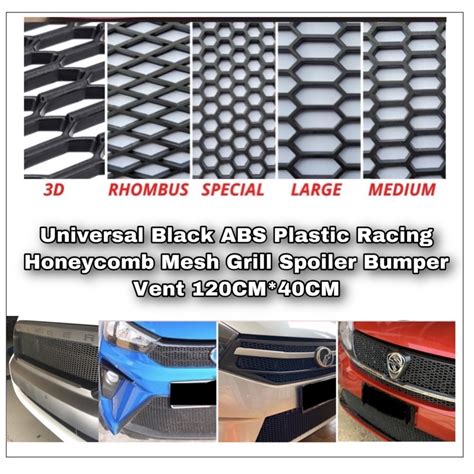 Universal Black Abs Plastic Racing Honeycomb Mesh Grill Spoiler Bumper