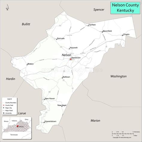 a map showing the location of nelson county and its surrounding suburbs ...