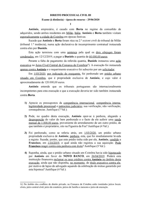 Exame De Direito Processual Executivo Resolu O Direito