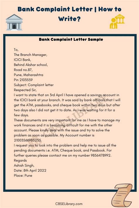 Bank Complaint Letter How To Write Tips Format And Samples Cbse Library