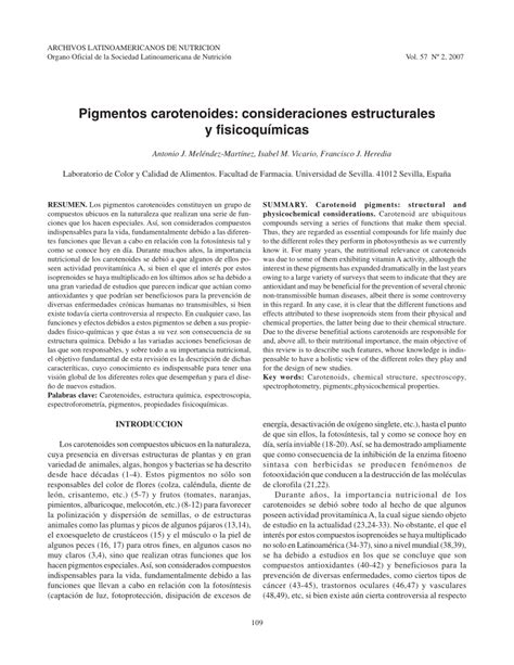 (PDF) Carotenoid pigments: Structural and physicochemical considerations