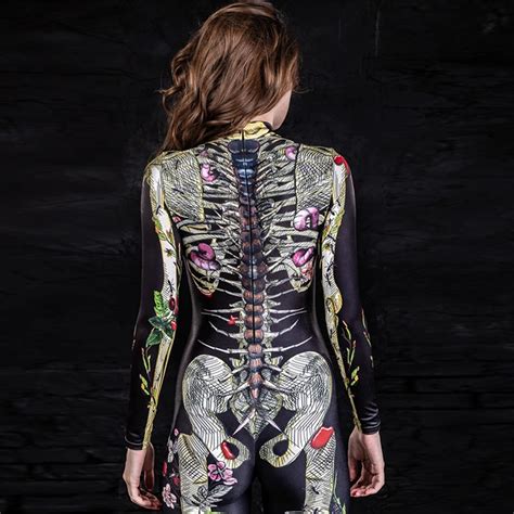 3d Skeleton Print Horror Zentai Jumpsuit Vampire Zombie Carnival ...