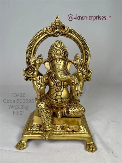 Golden 9inch Brass Ganesha Statue Temple At Rs 3426 In Bengaluru ID