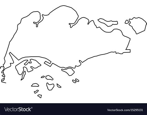 Singapore Map Black Contour Curves Royalty Free Vector Image