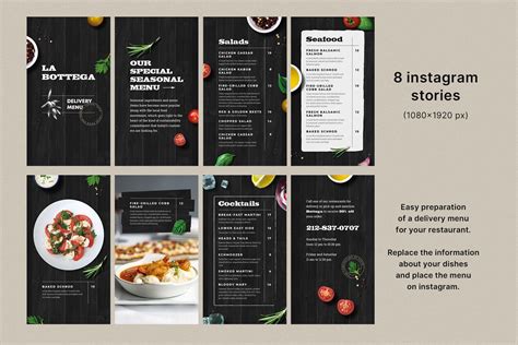 Instagram Restaurant Menu By Bigweek On Creativemarket Instagram Food