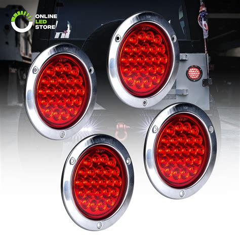 Pc Inch Round Led Trailer Tail Lights Dot Certified Stainless