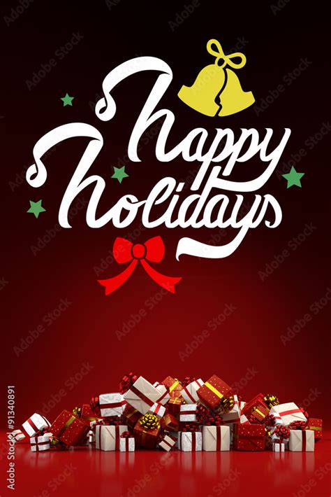 Weihnachtskarte Mit Happy Holidays Stock Illustration Adobe Stock