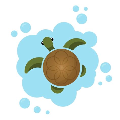 Ilustraci N Vectorial Simple De Una Tortuga Verde De Dibujos Animados