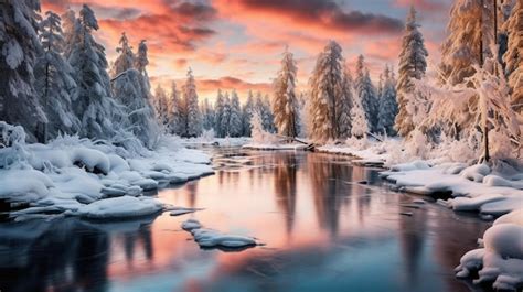 Premium Ai Image Generative Ai Winter Landscapes Embrace The Stark