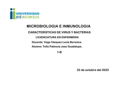 Cuadro Comparativo De Virus Y Bacterias MICROBIOLOGIA E INMUNOLOGIA