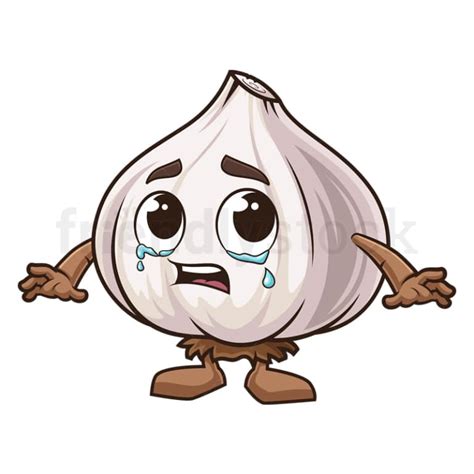 Cartoon Sliced Garlic Crying Vector Clipart Stock Image FriendlyStock